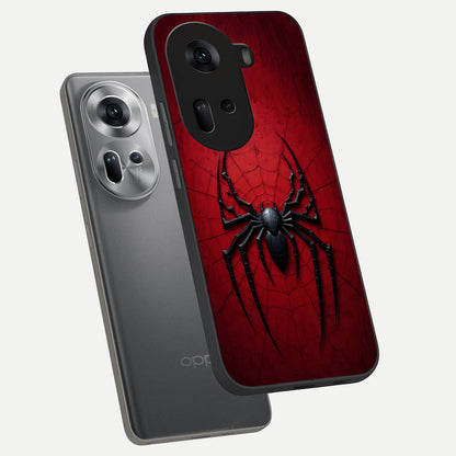  Superhero Web Emblem phone case For Oppo Reno 11 5G showing premium glass back cover with detailed artwork