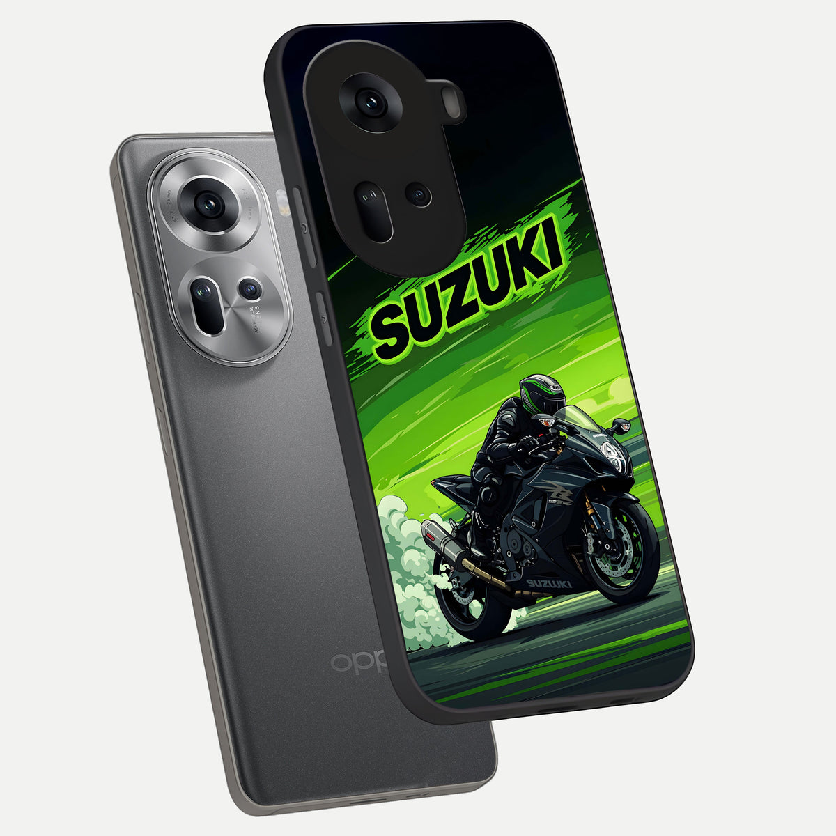  Suzuki Speed Beast phone case For Oppo Reno 11 5G showing premium glass back cover with detailed artwork