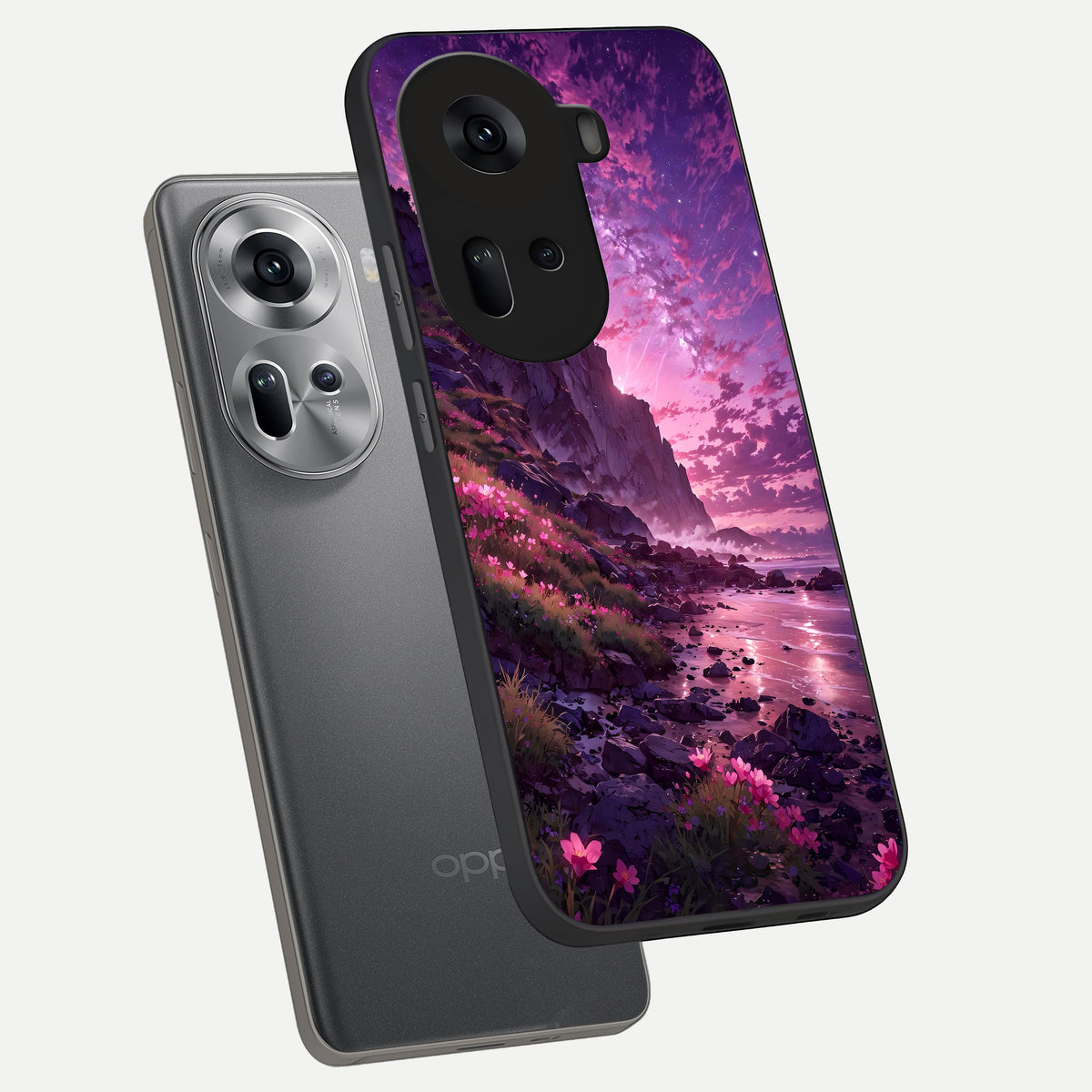  Twilight Blossom Coast phone case For Oppo Reno 11 5G showing premium glass back cover with detailed artwork