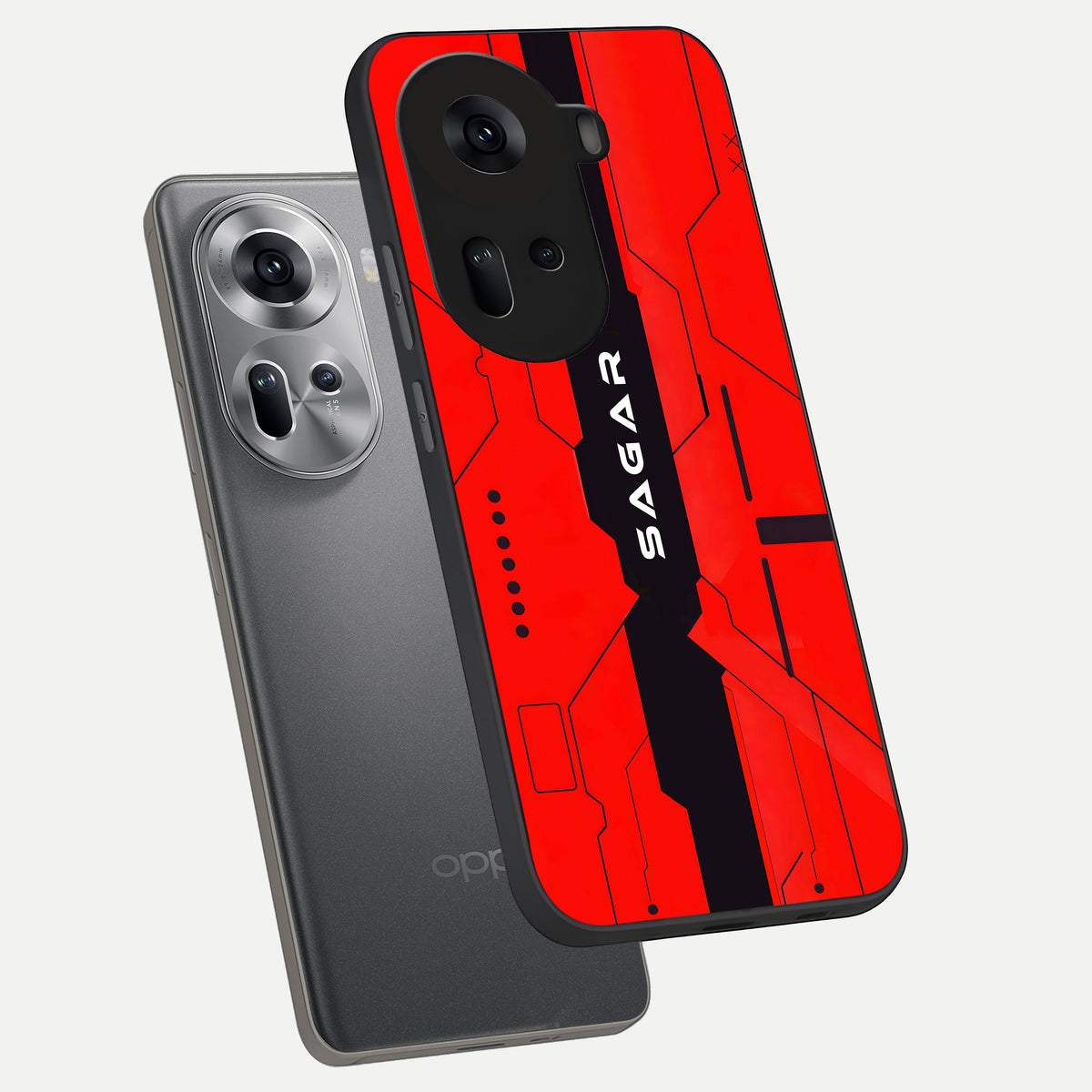  Voltage Rise CYBERPUNK Custom Name phone case For Oppo Reno 11 5G showing premium custom name glass back cover
