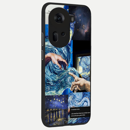  Aesthetic Vando Hands back cover For Oppo Reno 11 5G slim fit glass case with vibrant aesthetic design
