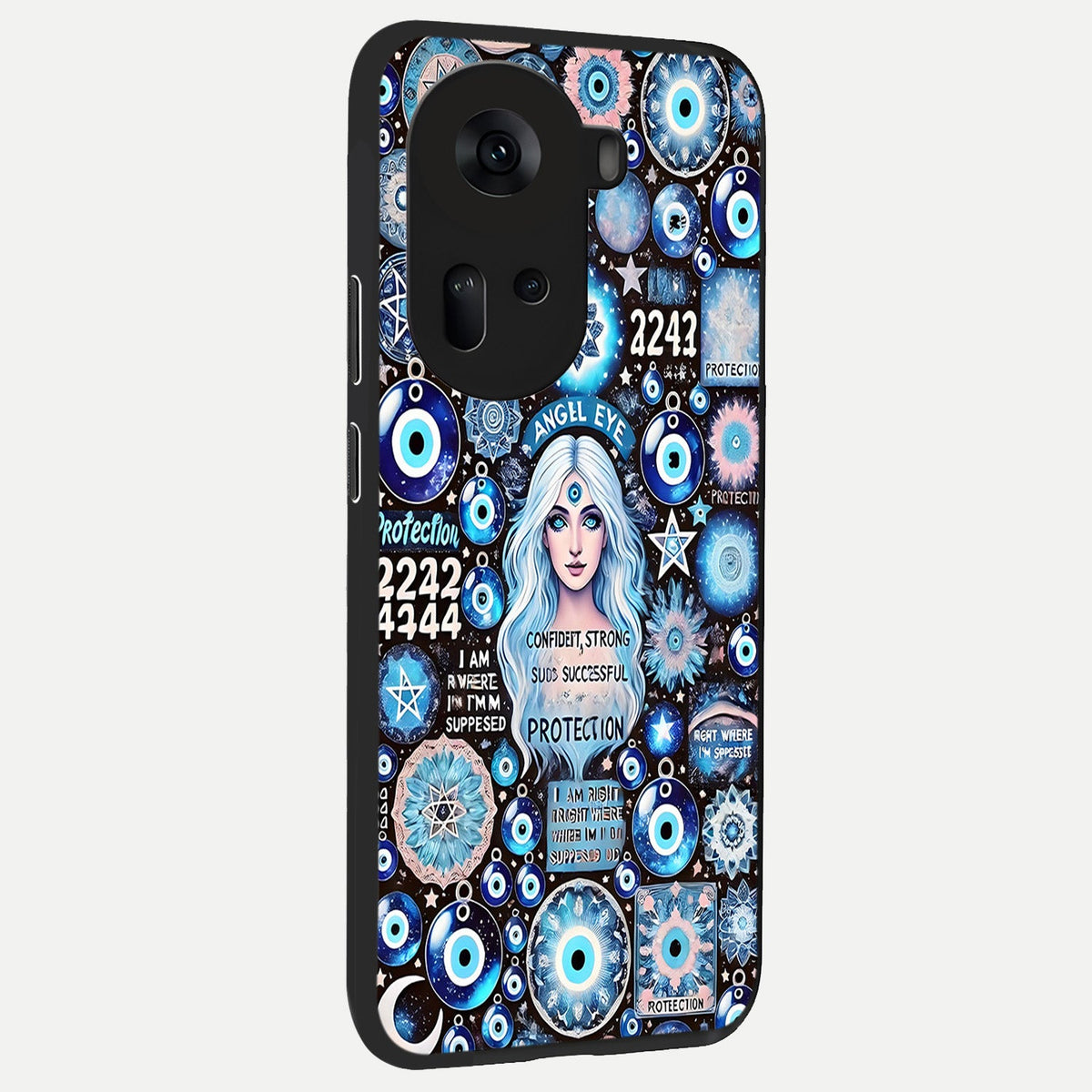  Angel Aura Shield back cover For Oppo Reno 11 5G slim fit glass case with vibrant aesthetic design
