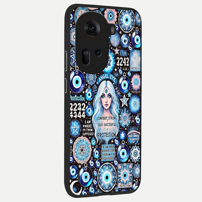  Angel Aura Shield back cover For Oppo Reno 11 5G slim fit glass case with vibrant aesthetic design