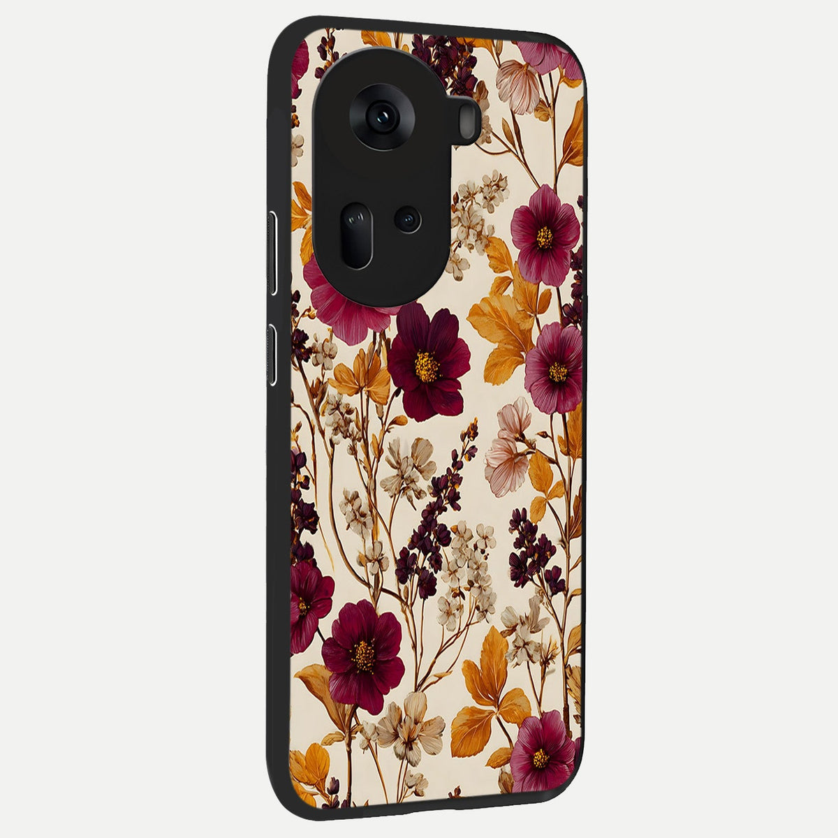  Autumn Wine Bloom back cover For Oppo Reno 11 5G slim fit glass case with vibrant aesthetic design
