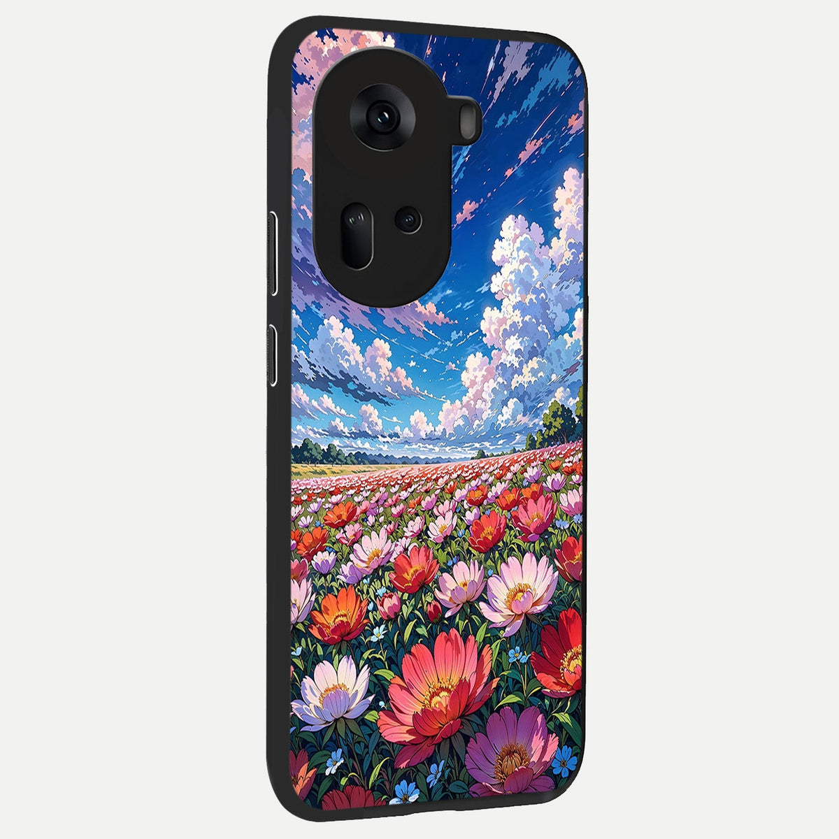  Blossom Sky Field back cover For Oppo Reno 11 5G slim fit glass case with vibrant aesthetic design