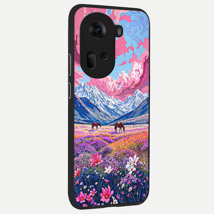  Blossom Valley Dream back cover For Oppo Reno 11 5G slim fit glass case with vibrant aesthetic design