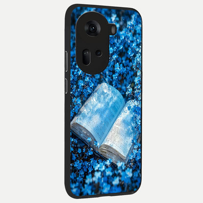  Blue Bloom Tales back cover For Oppo Reno 11 5G slim fit glass case with vibrant aesthetic design