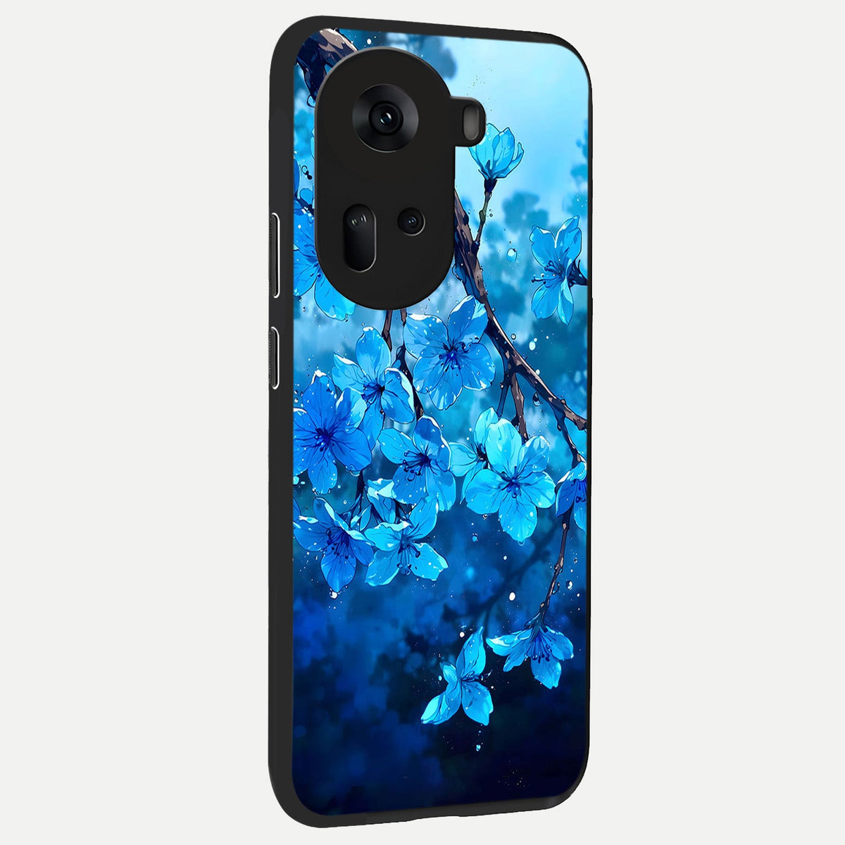  Blue Blossoms Branch back cover For Oppo Reno 11 5G slim fit glass case with vibrant aesthetic design