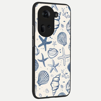  Blue Ocean Outline back cover For Oppo Reno 11 5G slim fit glass case with vibrant aesthetic design
