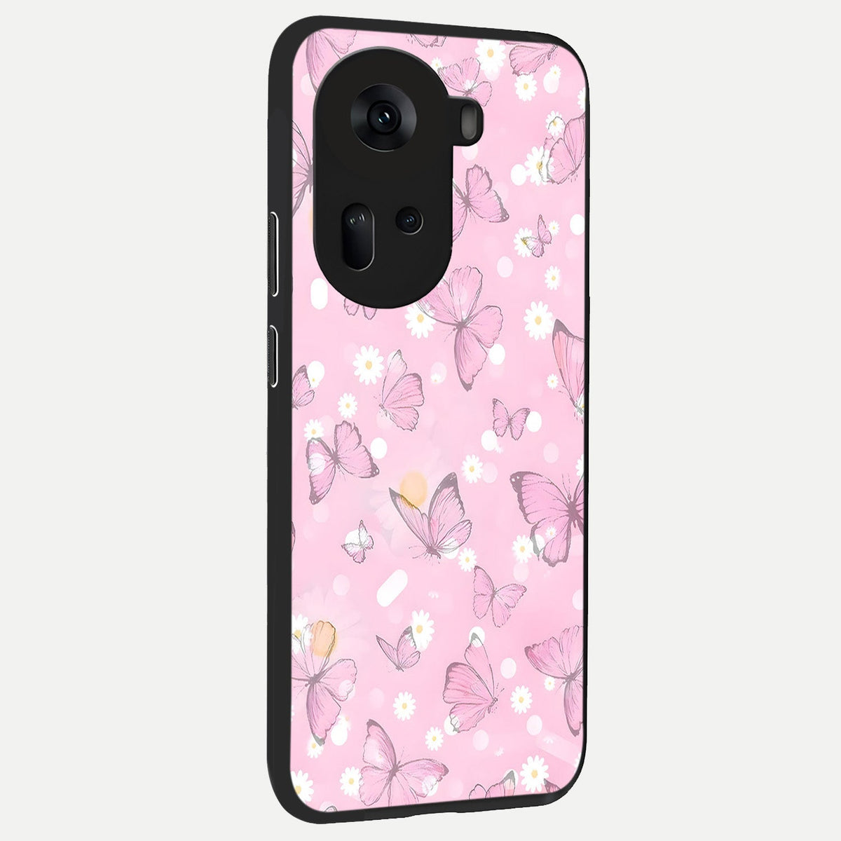  Blush Butterfly Garden back cover For Oppo Reno 11 5G slim fit glass case with vibrant aesthetic design