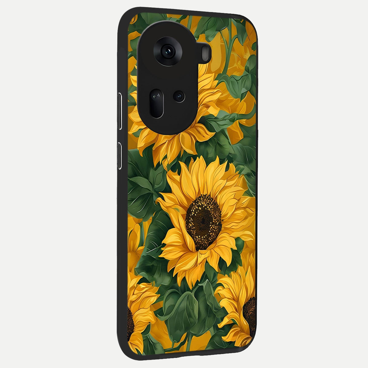  Bright Sunflower Bloom back cover For Oppo Reno 11 5G slim fit glass case with vibrant aesthetic design