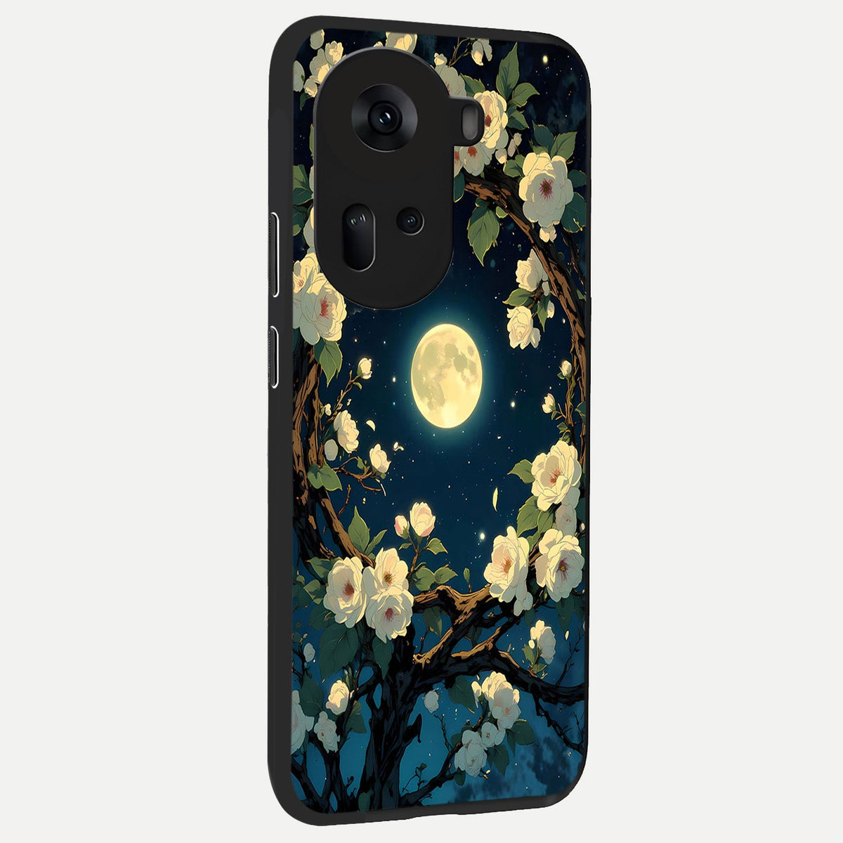  Celestial Moon And Flower back cover For Oppo Reno 11 5G slim fit glass case with vibrant aesthetic design