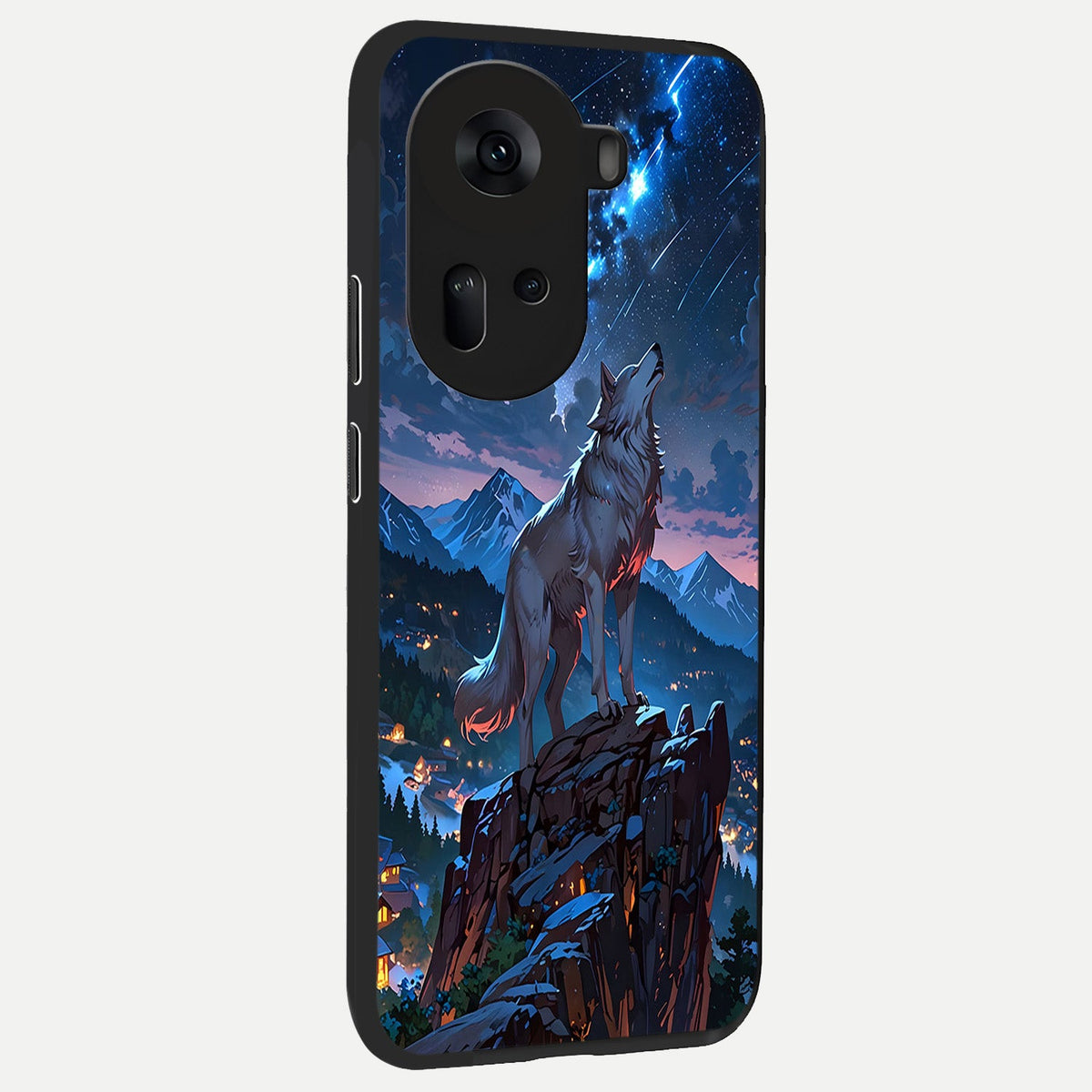  Celestial Wolf Howl back cover For Oppo Reno 11 5G slim fit glass case with vibrant aesthetic design