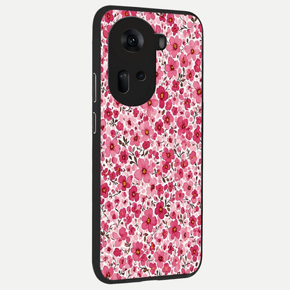  Cherry Blossom Charm back cover For Oppo Reno 11 5G slim fit glass case with vibrant aesthetic design