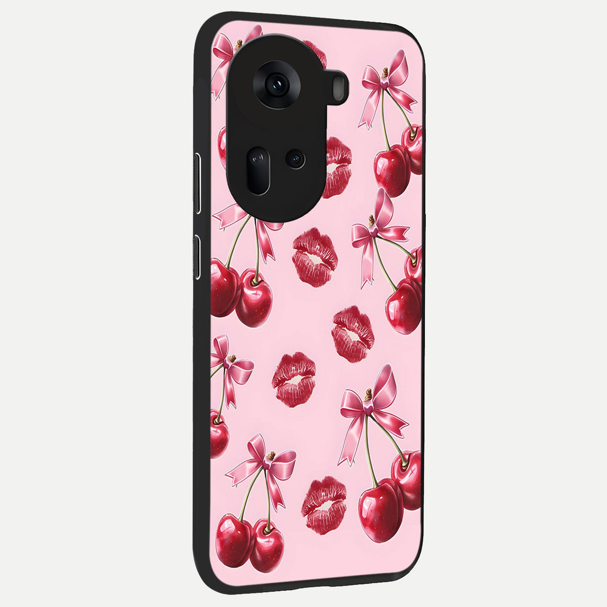  Cherry With Lips back cover For Oppo Reno 11 5G slim fit glass case with vibrant aesthetic design