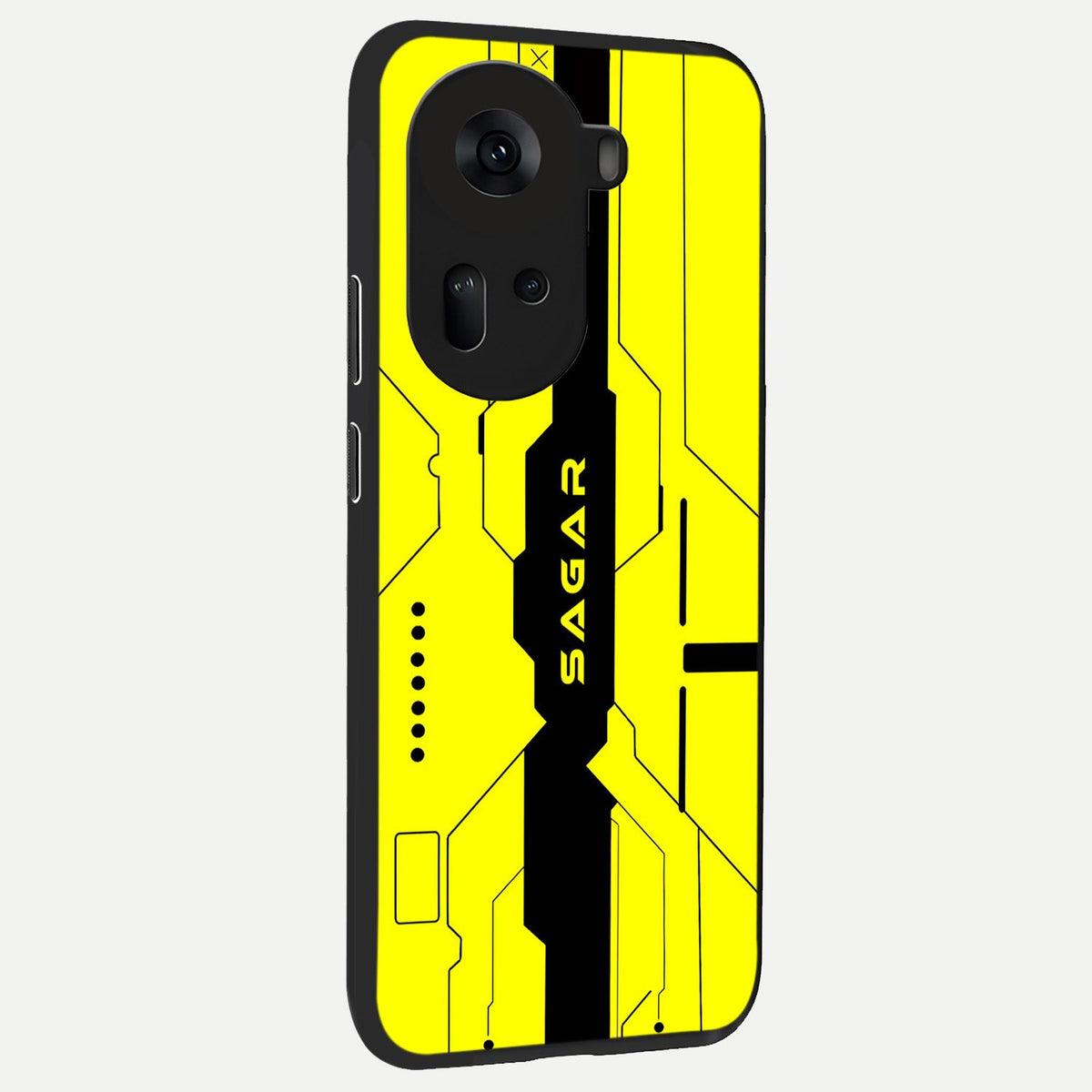  Circuit CYBERPUNK Custom Name back cover For Oppo Reno 11 5G slim fit glass case with vibrant aesthetic design