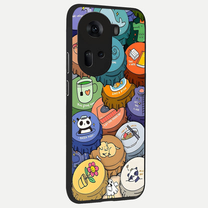  Coins Patterns back cover For Oppo Reno 11 5G slim fit glass case with vibrant aesthetic design