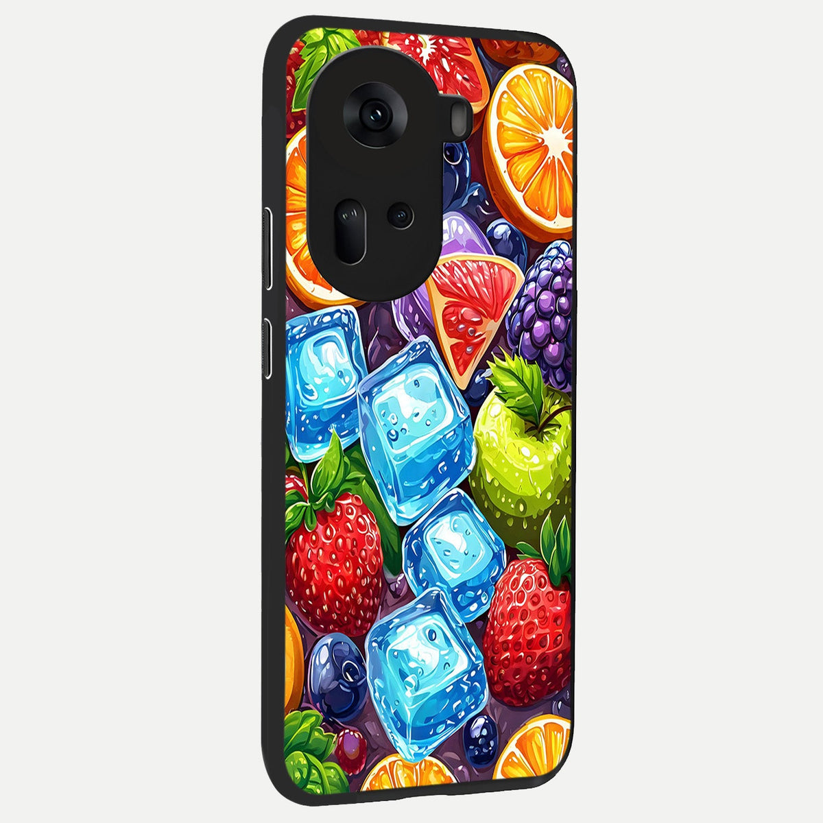  Colorful Fruits with Ice back cover For Oppo Reno 11 5G slim fit glass case with vibrant aesthetic design