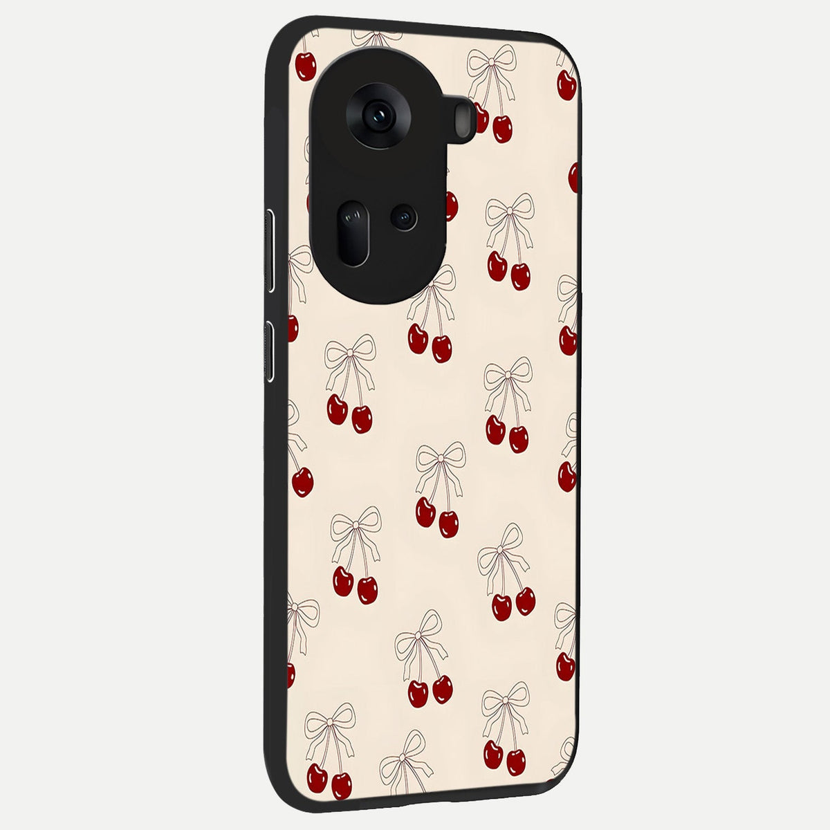  Cute Cherry Pattern back cover For Oppo Reno 11 5G slim fit glass case with vibrant aesthetic design