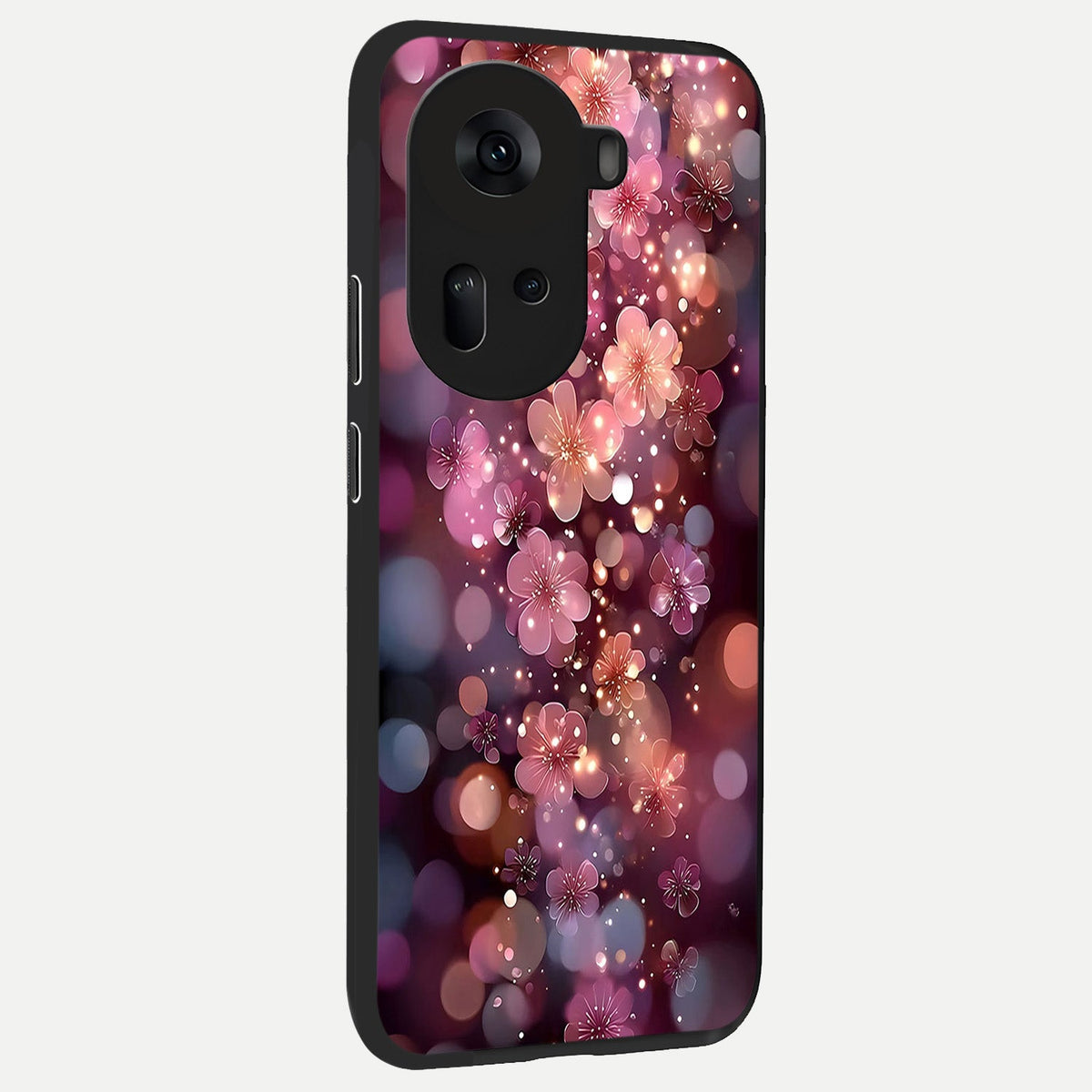  Glowing Petal Bliss back cover For Oppo Reno 11 5G slim fit glass case with vibrant aesthetic design