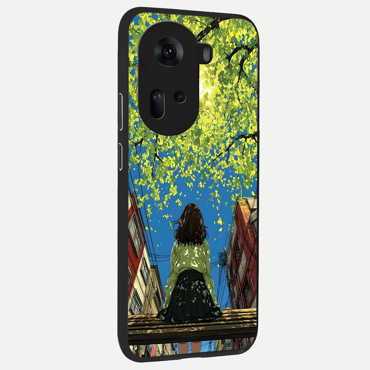  Golden Leaves Glow back cover For Oppo Reno 11 5G slim fit glass case with vibrant aesthetic design