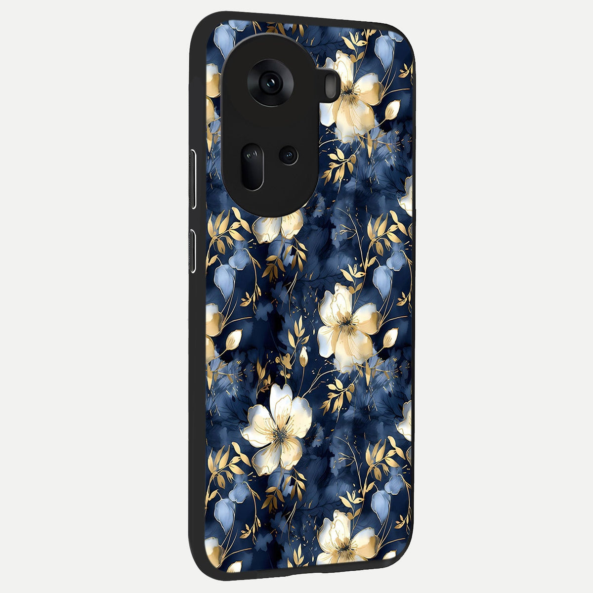  Golden Midnight Bloom back cover For Oppo Reno 11 5G slim fit glass case with vibrant aesthetic design