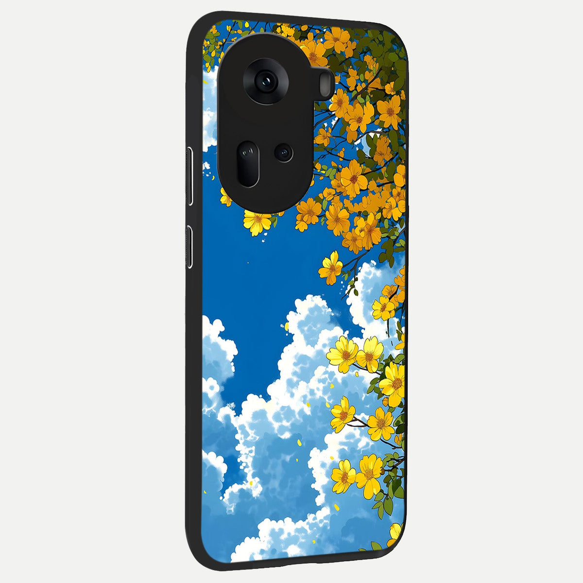  Golden Petal Sky back cover For Oppo Reno 11 5G slim fit glass case with vibrant aesthetic design
