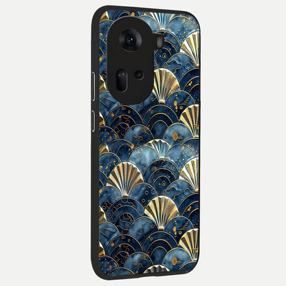  Golden Wave Luxe back cover For Oppo Reno 11 5G slim fit glass case with vibrant aesthetic design