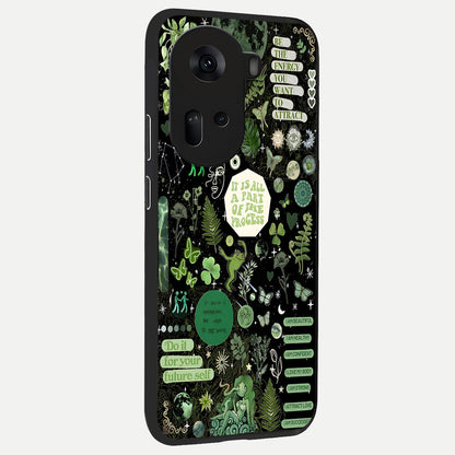 Green Mandala Pattern back cover For Oppo Reno 11 5G slim fit glass case with vibrant aesthetic design