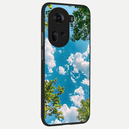  Green Moon Energy back cover For Oppo Reno 11 5G slim fit glass case with vibrant aesthetic design