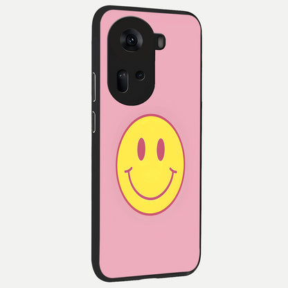  Happy Pink Mood back cover For Oppo Reno 11 5G slim fit glass case with vibrant aesthetic design