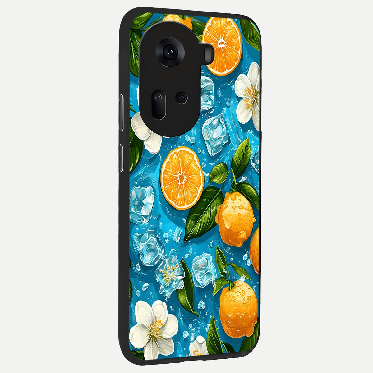  Ice Cube With Orange back cover For Oppo Reno 11 5G slim fit glass case with vibrant aesthetic design
