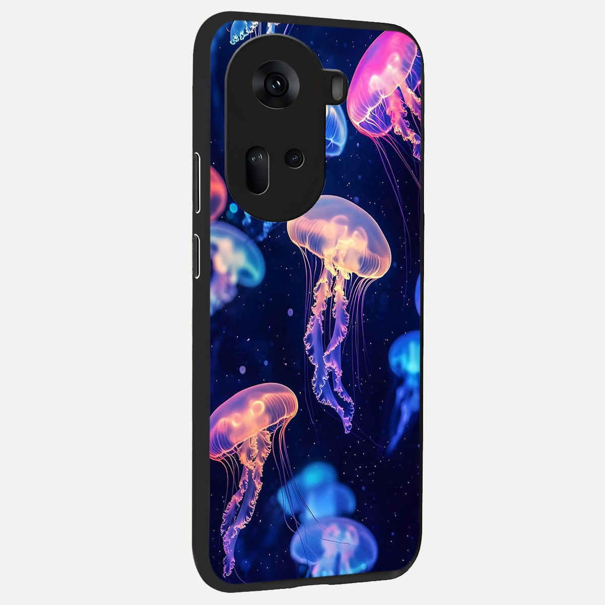  Jellyfish Pattern back cover For Oppo Reno 11 5G slim fit glass case with vibrant aesthetic design
