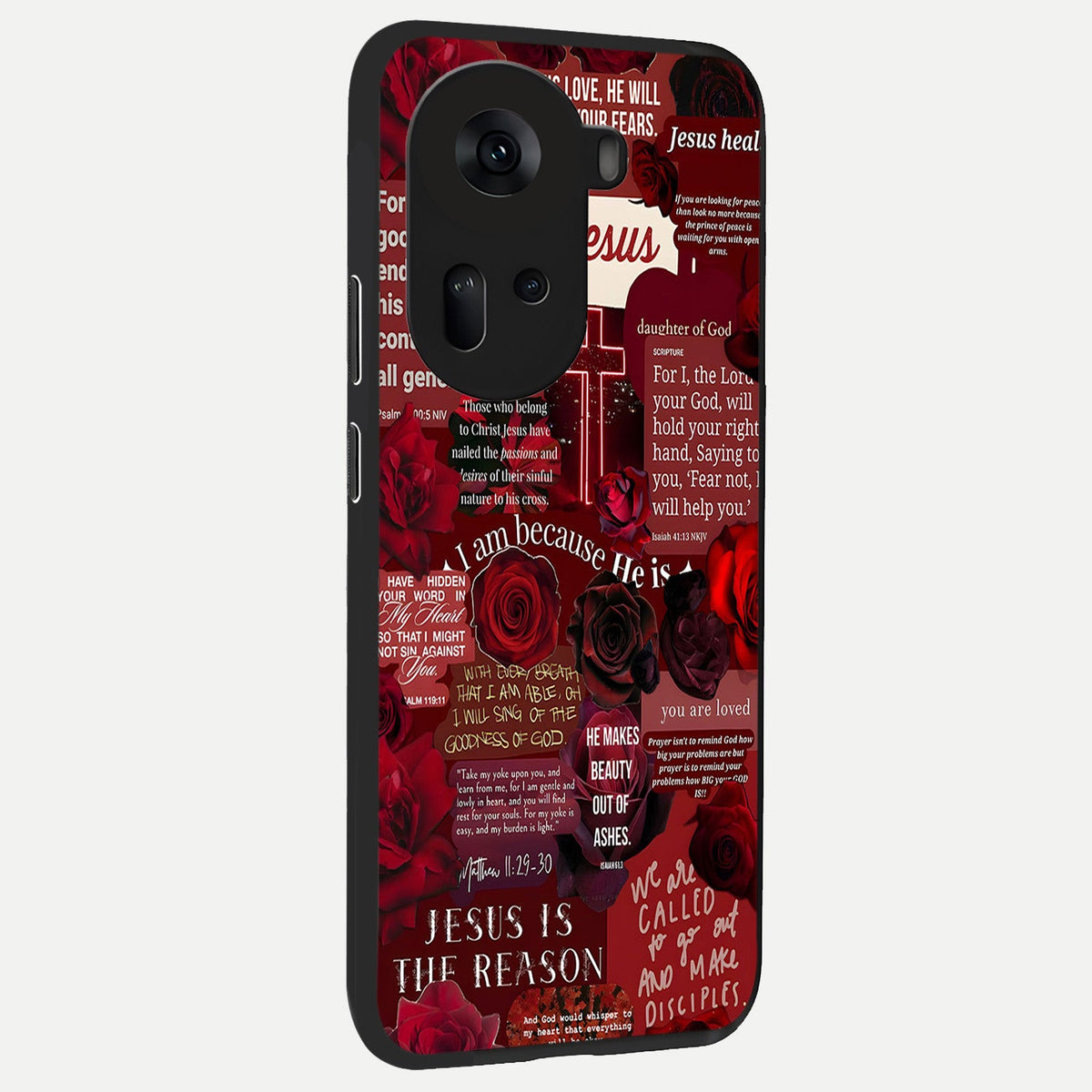  Jesus Love Heals back cover For Oppo Reno 11 5G slim fit glass case with vibrant aesthetic design