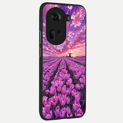  Lavender Dream Skies back cover For Oppo Reno 11 5G slim fit glass case with vibrant aesthetic design