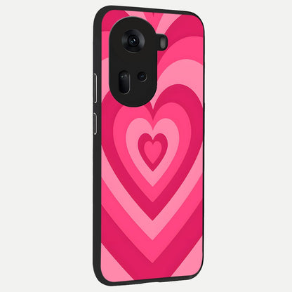  Layered Love Hearts back cover For Oppo Reno 11 5G slim fit glass case with vibrant aesthetic design