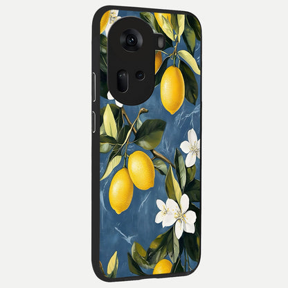 Lemon Dream Garden back cover For Oppo Reno 11 5G slim fit glass case with vibrant aesthetic design
