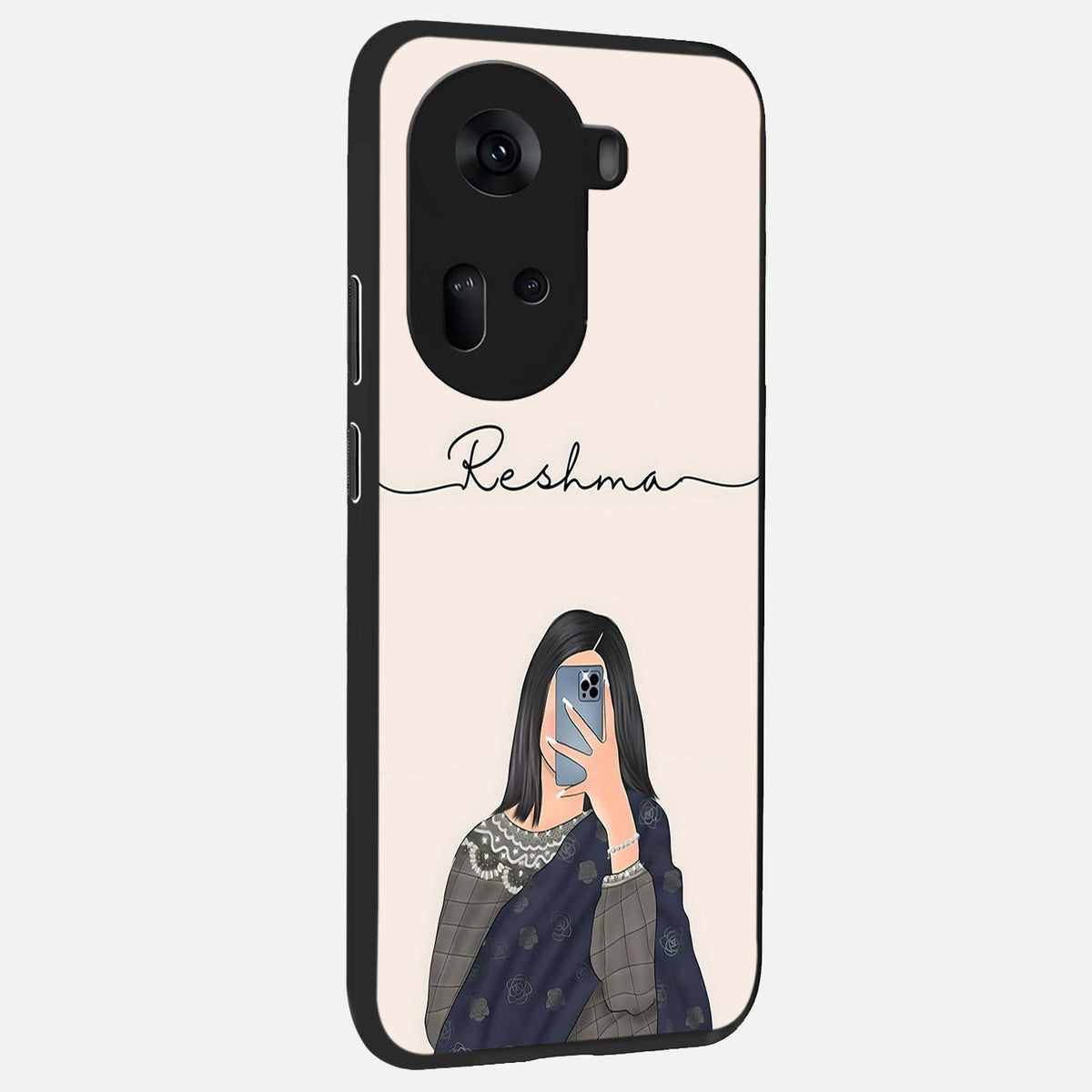  Mirror Mood Muse With Custom Name back cover For Oppo Reno 11 5G slim fit glass case with vibrant aesthetic design