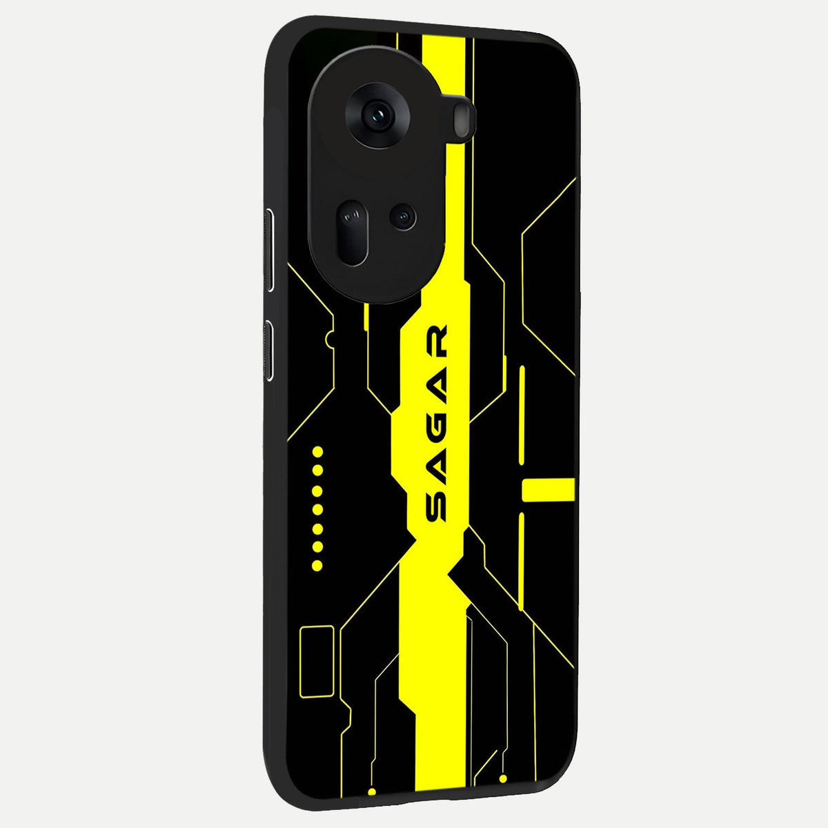  Neon CYBERPUNK Custom Name back cover For Oppo Reno 11 5G slim fit glass case with vibrant aesthetic design