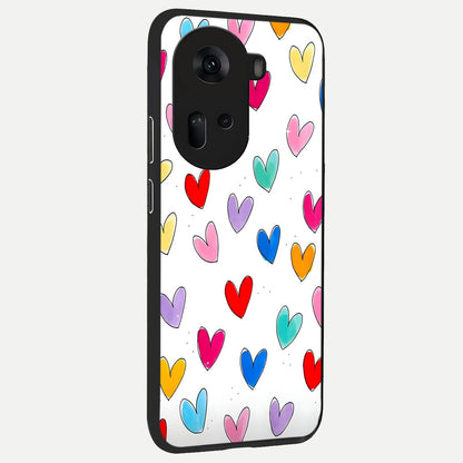  Playful Love Doodles back cover For Oppo Reno 11 5G slim fit glass case with vibrant aesthetic design