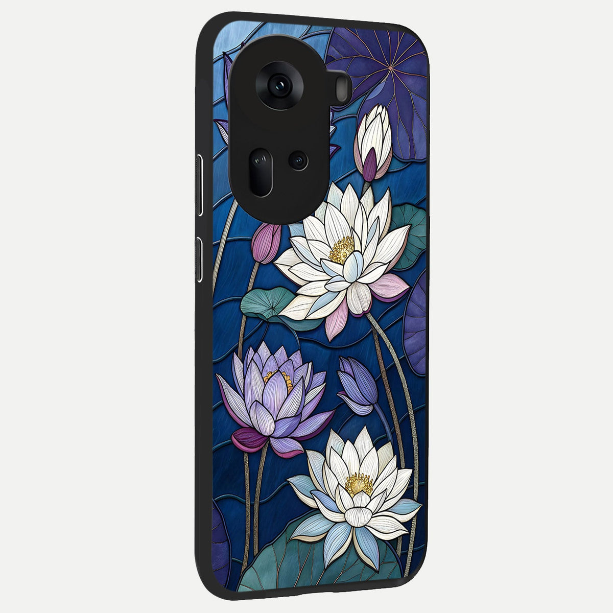  Purple Lotus Stained back cover For Oppo Reno 11 5G slim fit glass case with vibrant aesthetic design