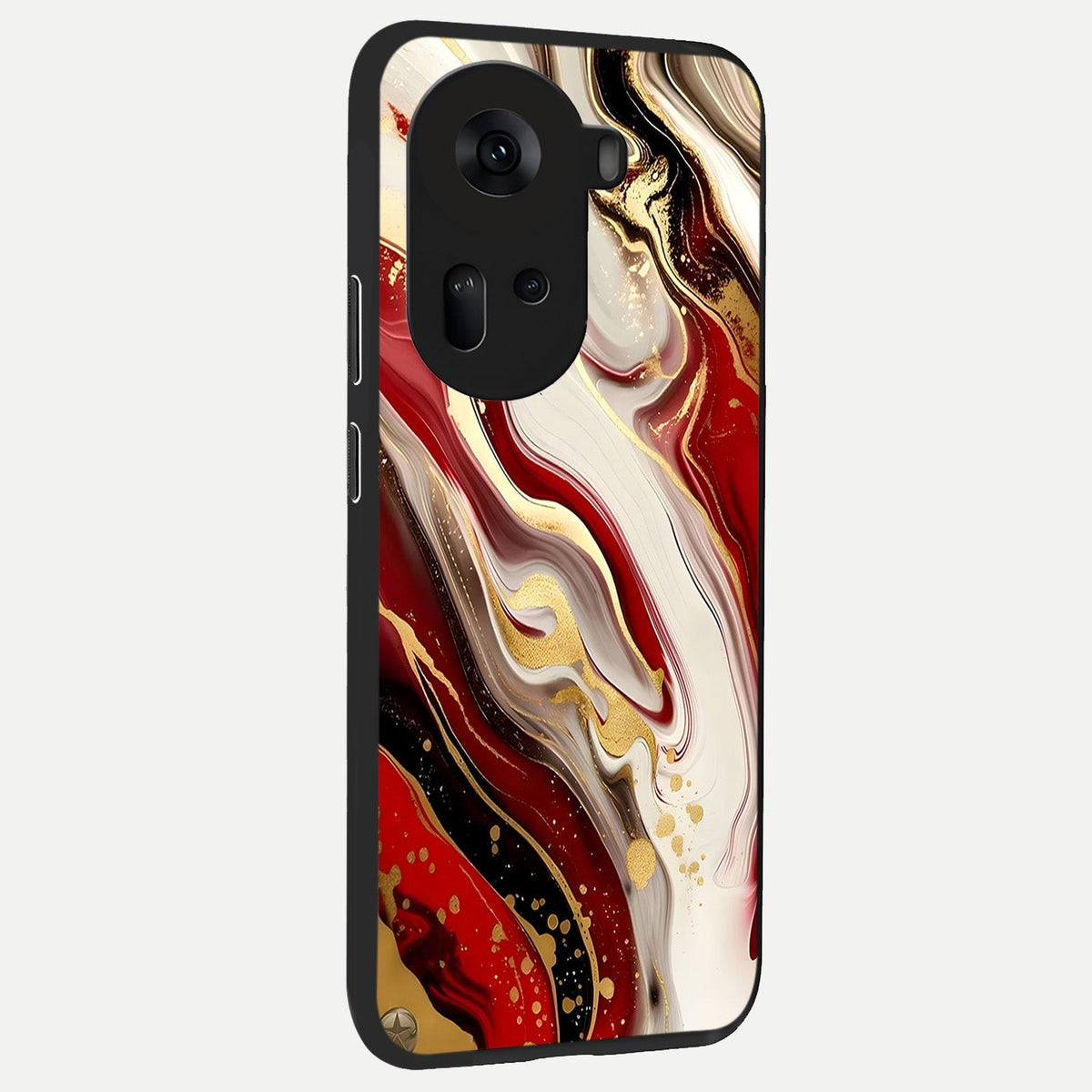  Red And White Marble back cover For Oppo Reno 11 5G slim fit glass case with vibrant aesthetic design