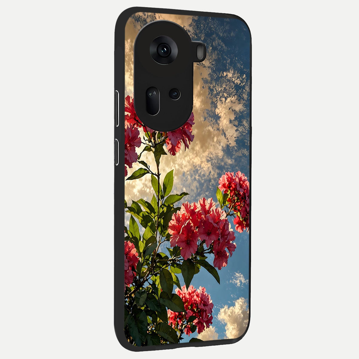  Red Bloom Skies back cover For Oppo Reno 11 5G slim fit glass case with vibrant aesthetic design