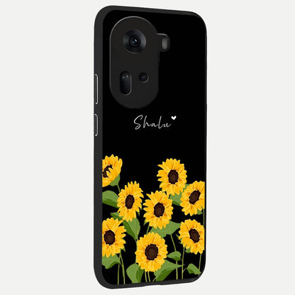  Sunflower Sky Bloom back cover For Oppo Reno 11 5G slim fit glass case with vibrant aesthetic design