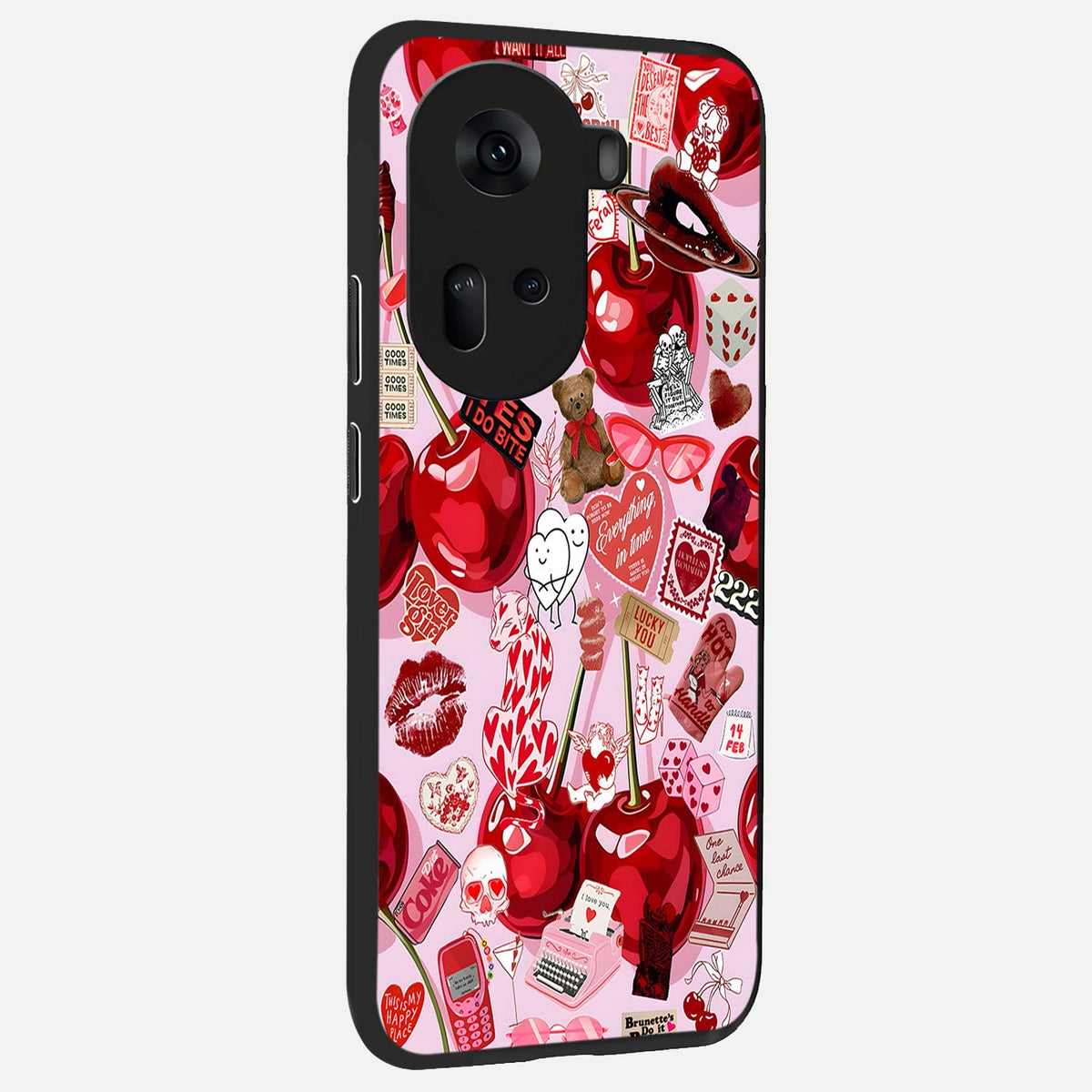  Sweet Cherry Chaos back cover For Oppo Reno 11 5G slim fit glass case with vibrant aesthetic design