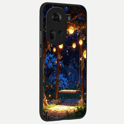  Twilight Garden Swing back cover For Oppo Reno 11 5G slim fit glass case with vibrant aesthetic design