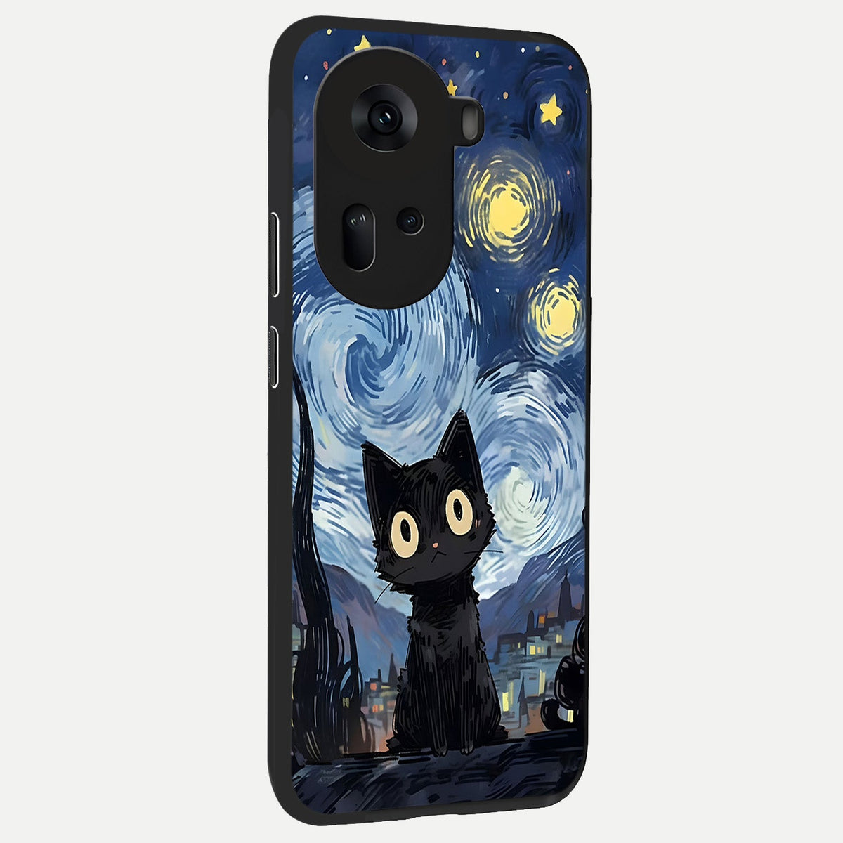 Van Gogh Cat back cover For Oppo Reno 11 5G slim fit glass case with vibrant aesthetic design