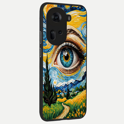  Van Gogh Eye back cover For Oppo Reno 11 5G slim fit glass case with vibrant aesthetic design