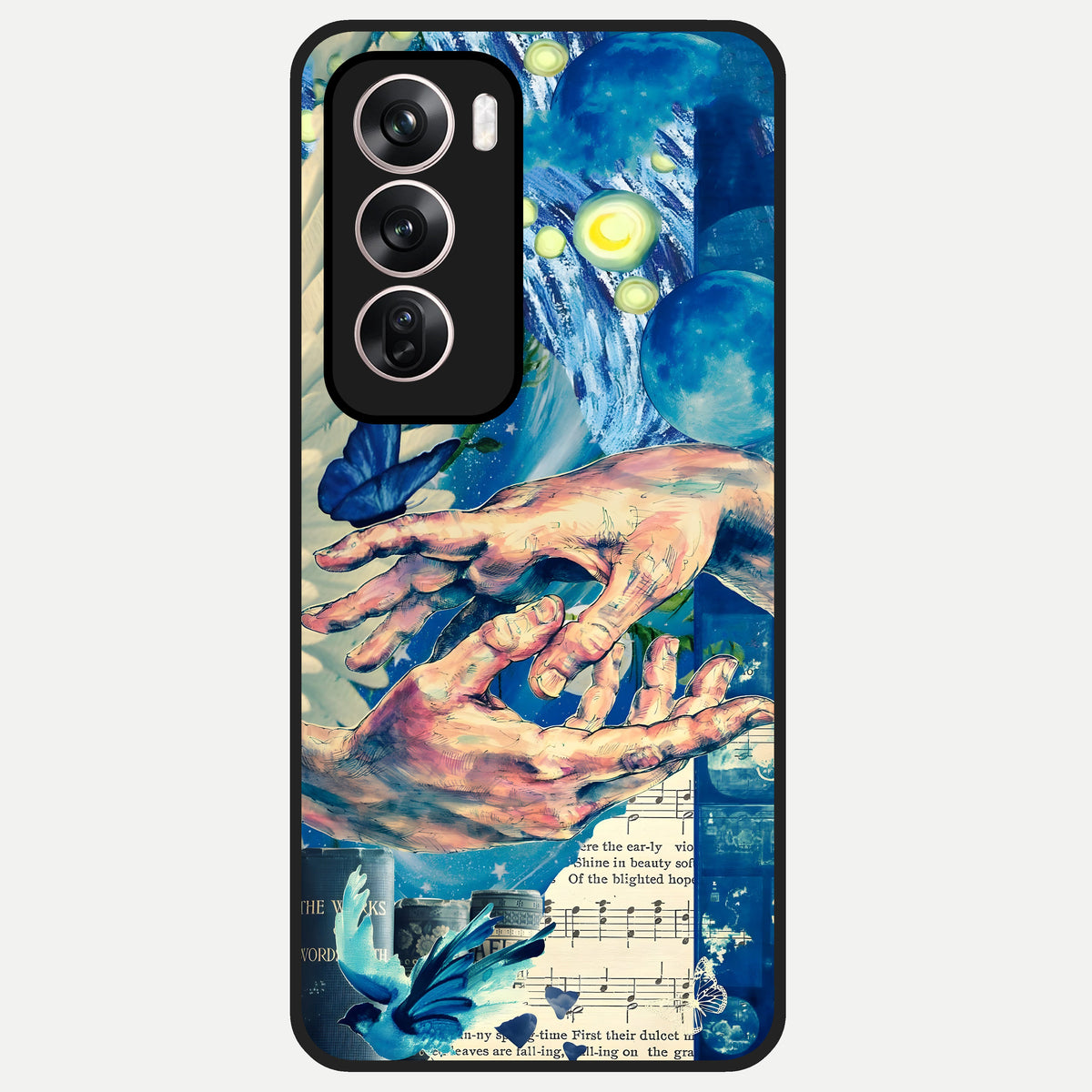  Aesthetic Divider Glass Case For Oppo Reno 12 Pro back cover – full design glossy printed glass finish
