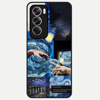  Aesthetic Vando Hands Glass Case For Oppo Reno 12 Pro back cover – full design glossy printed glass finish